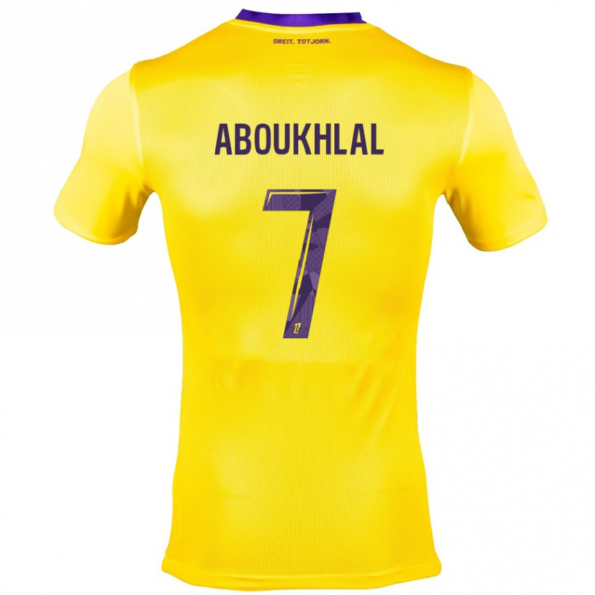 Niño Fútbol Camiseta Zakaria Aboukhlal #7 Amarillo Morado 2ª Equipación 2024/25 Argentina