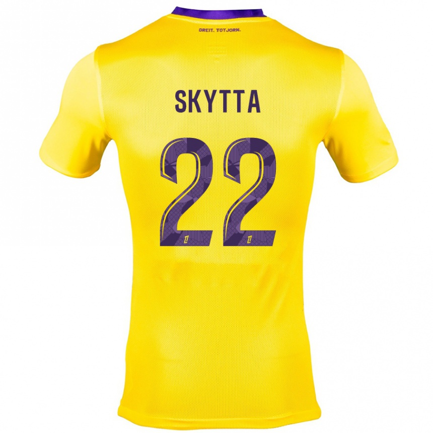 Niño Fútbol Camiseta Naatan Skyttä #22 Amarillo Morado 2ª Equipación 2024/25 Argentina