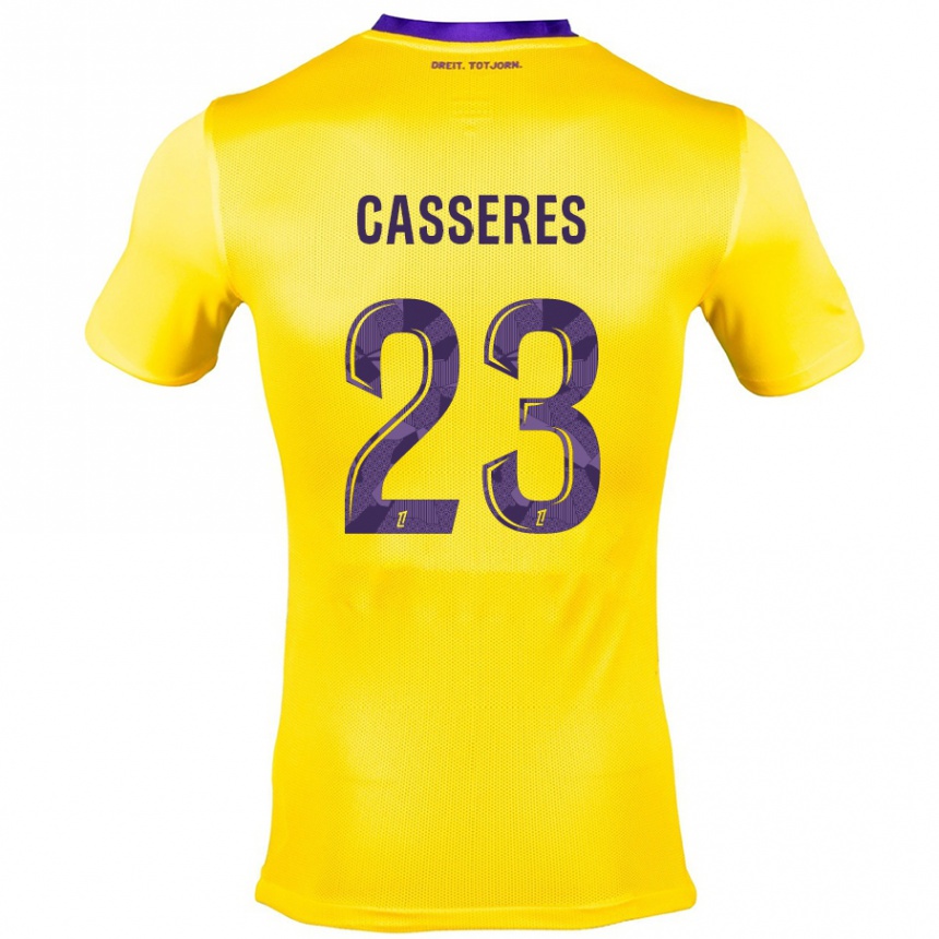 Niño Fútbol Camiseta Cristian Cásseres Jr. #23 Amarillo Morado 2ª Equipación 2024/25 Argentina