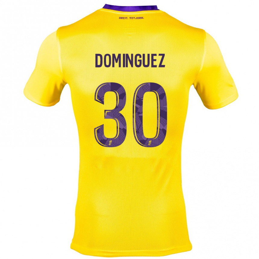 Niño Fútbol Camiseta Álex Domínguez #30 Amarillo Morado 2ª Equipación 2024/25 Argentina