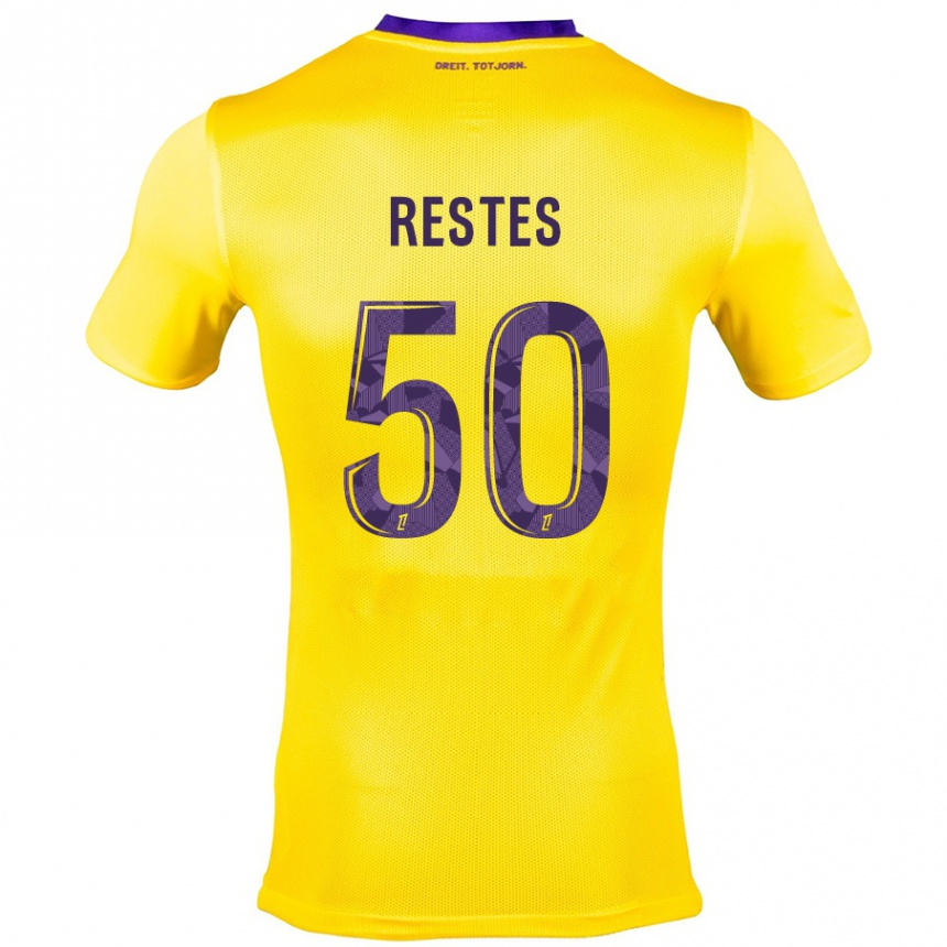 Niño Fútbol Camiseta Guillaume Restes #50 Amarillo Morado 2ª Equipación 2024/25 Argentina