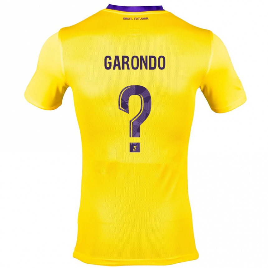 Niño Fútbol Camiseta Thibaud Garondo #0 Amarillo Morado 2ª Equipación 2024/25 Argentina