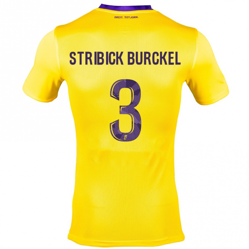 Niño Fútbol Camiseta Laetitia Stribick-Burckel #3 Amarillo Morado 2ª Equipación 2024/25 Argentina