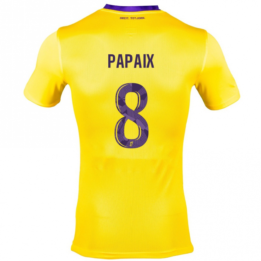 Niño Fútbol Camiseta Pauline Papaix #8 Amarillo Morado 2ª Equipación 2024/25 Argentina