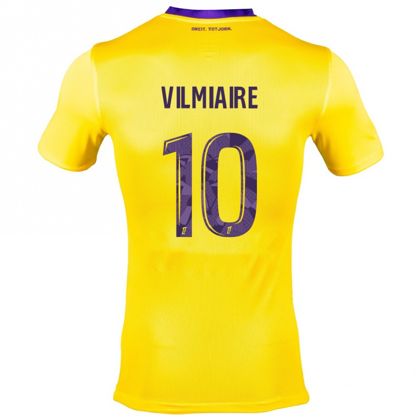 Niño Fútbol Camiseta Kelly Vilmiaire #10 Amarillo Morado 2ª Equipación 2024/25 Argentina