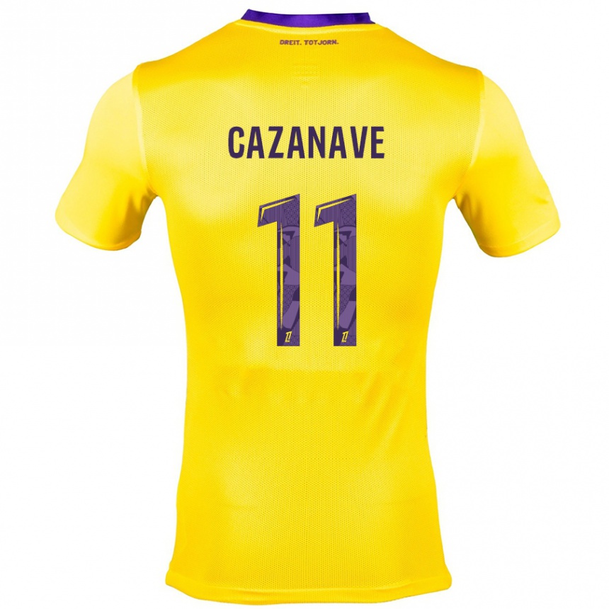 Niño Fútbol Camiseta Julie Cazanave #11 Amarillo Morado 2ª Equipación 2024/25 Argentina