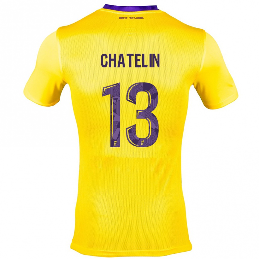 Niño Fútbol Camiseta Delphin Chatelin #13 Amarillo Morado 2ª Equipación 2024/25 Argentina