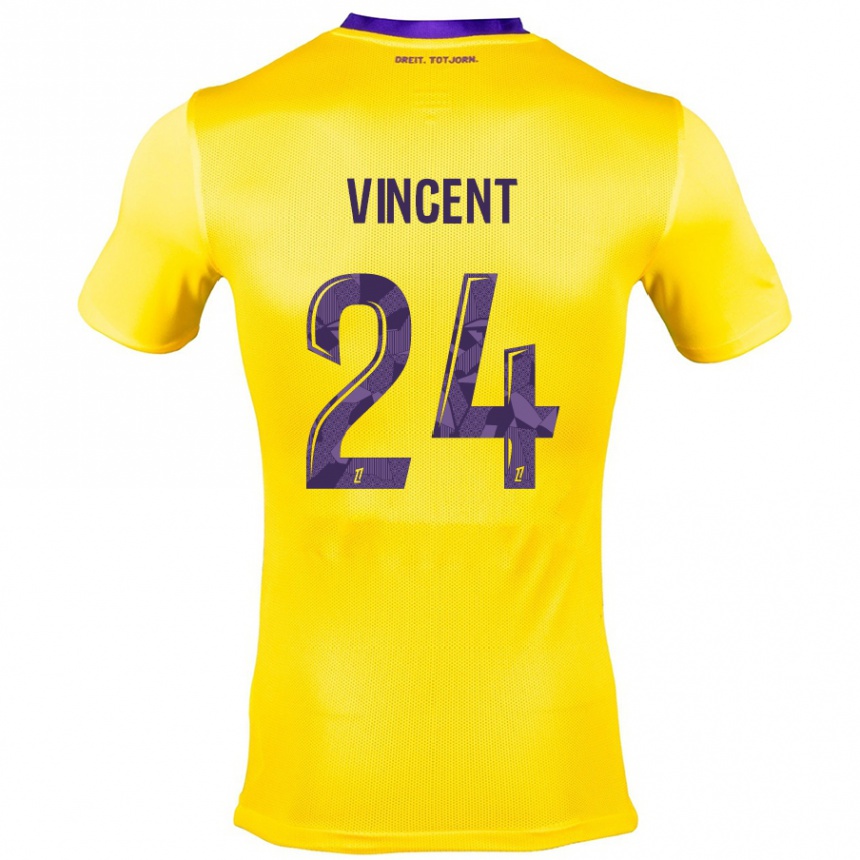 Niño Fútbol Camiseta Magalie Vincent #24 Amarillo Morado 2ª Equipación 2024/25 Argentina