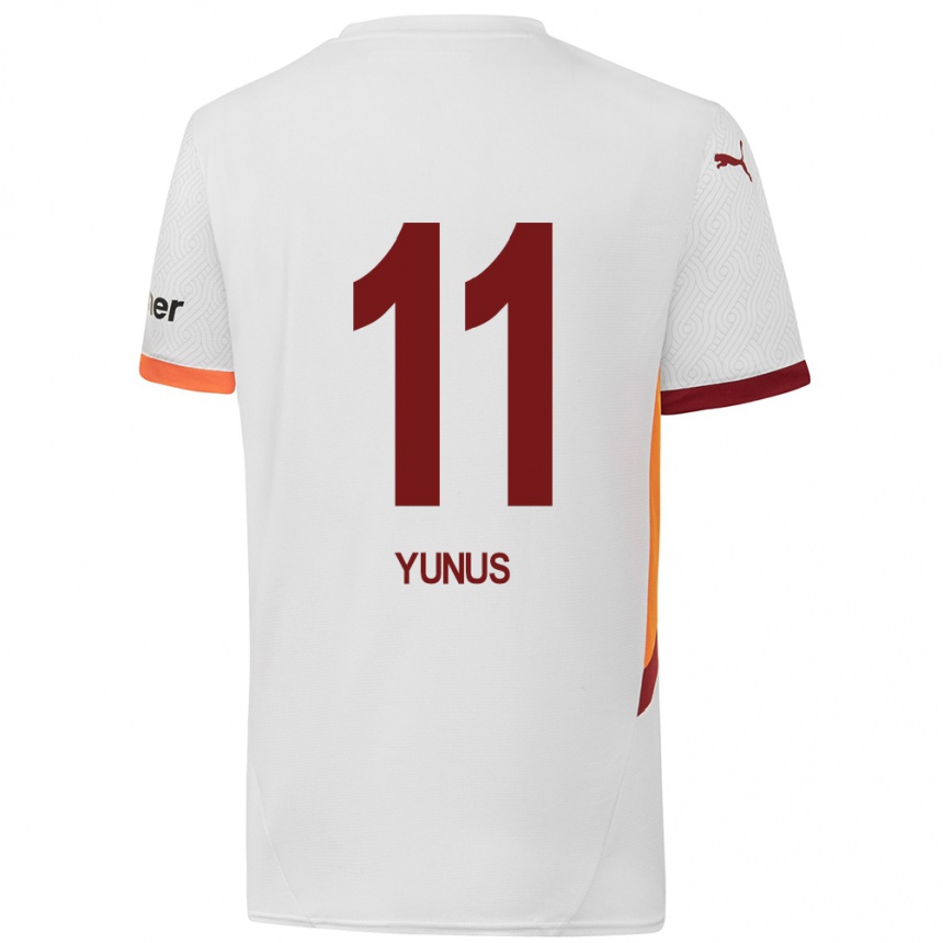 Niño Fútbol Camiseta Yunus Akgün #11 Blanco Amarillo Rojo 2ª Equipación 2024/25 Argentina