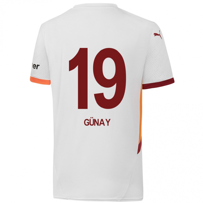 Niño Fútbol Camiseta Günay Güvenç #19 Blanco Amarillo Rojo 2ª Equipación 2024/25 Argentina