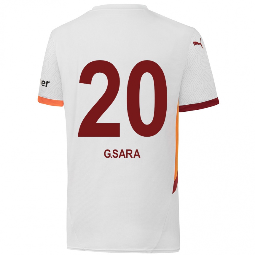 Niño Fútbol Camiseta Gabriel Sara #20 Blanco Amarillo Rojo 2ª Equipación 2024/25 Argentina