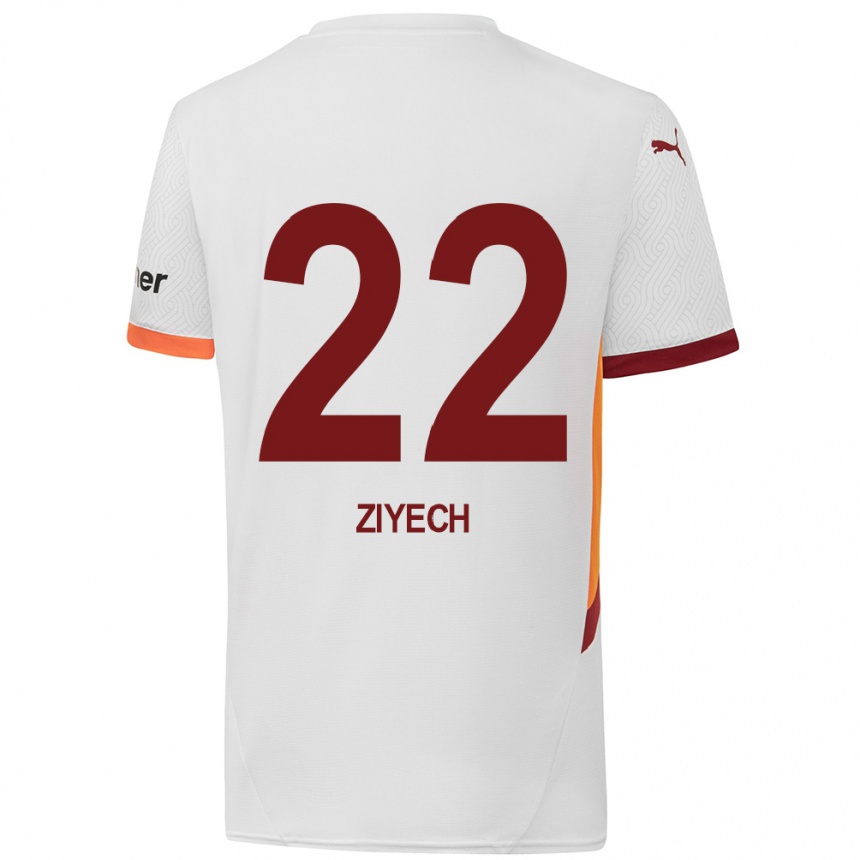 Niño Fútbol Camiseta Hakim Ziyech #22 Blanco Amarillo Rojo 2ª Equipación 2024/25 Argentina