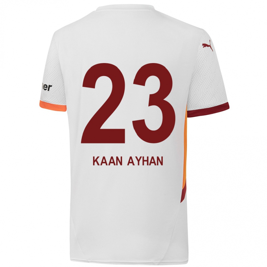 Niño Fútbol Camiseta Kaan Ayhan #23 Blanco Amarillo Rojo 2ª Equipación 2024/25 Argentina