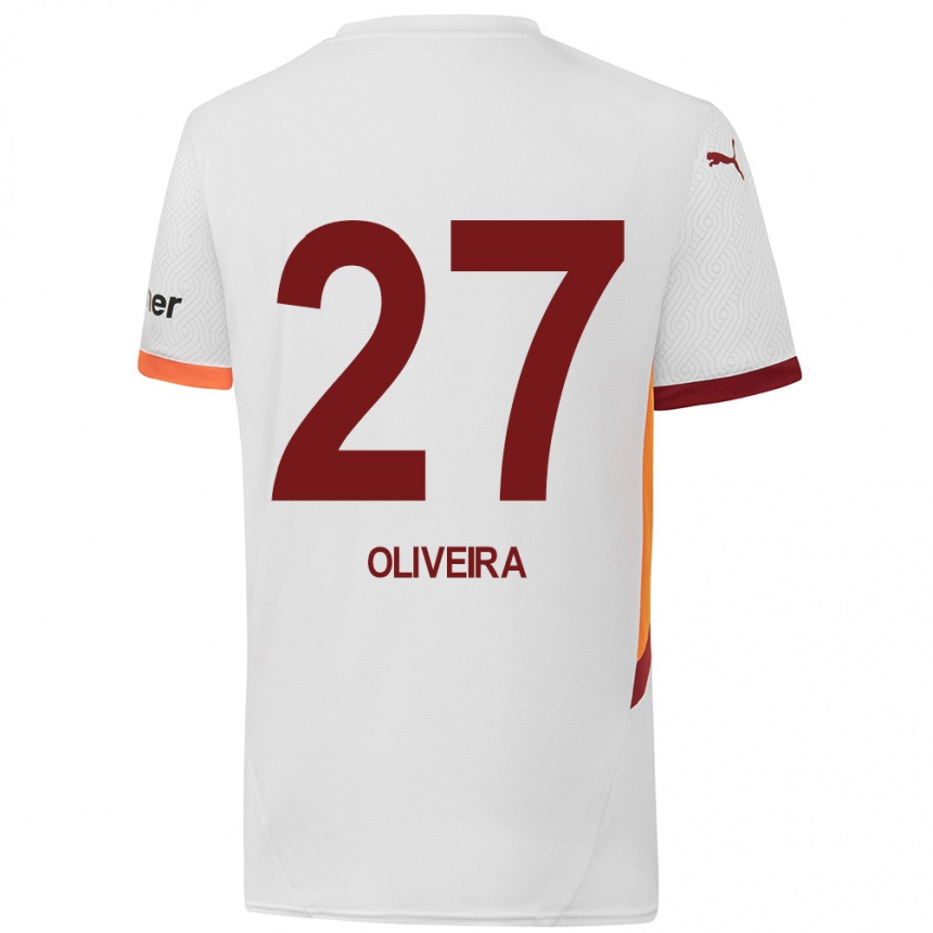 Niño Fútbol Camiseta Sérgio Oliveira #27 Blanco Amarillo Rojo 2ª Equipación 2024/25 Argentina