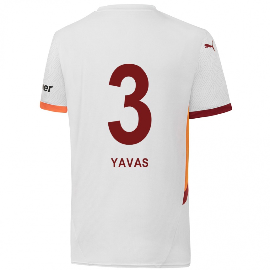 Niño Fútbol Camiseta Arda Yavas #3 Blanco Amarillo Rojo 2ª Equipación 2024/25 Argentina