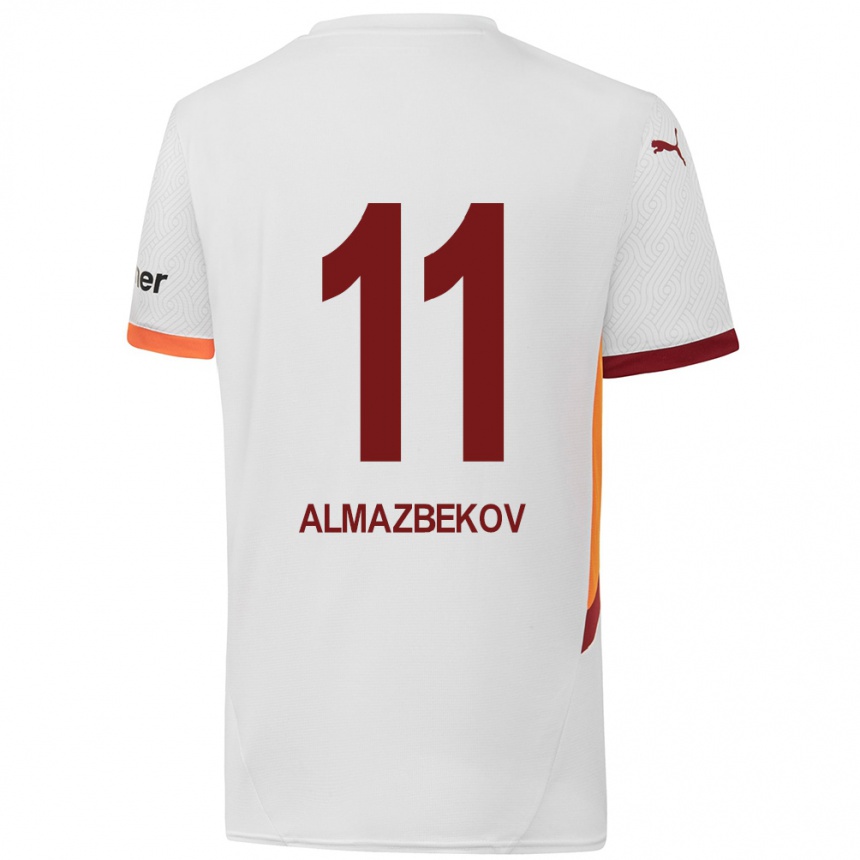 Niño Fútbol Camiseta Beknaz Almazbekov #11 Blanco Amarillo Rojo 2ª Equipación 2024/25 Argentina