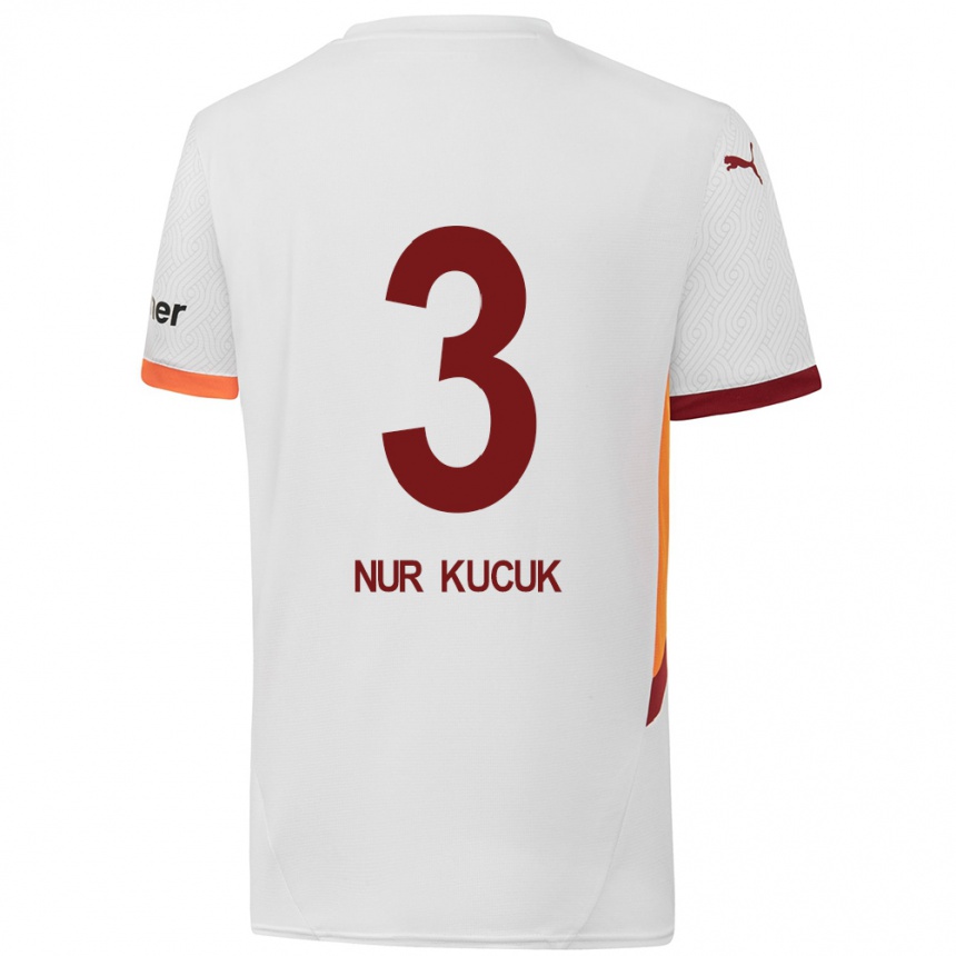 Niño Fútbol Camiseta Rabia Nur Küçük #3 Blanco Amarillo Rojo 2ª Equipación 2024/25 Argentina