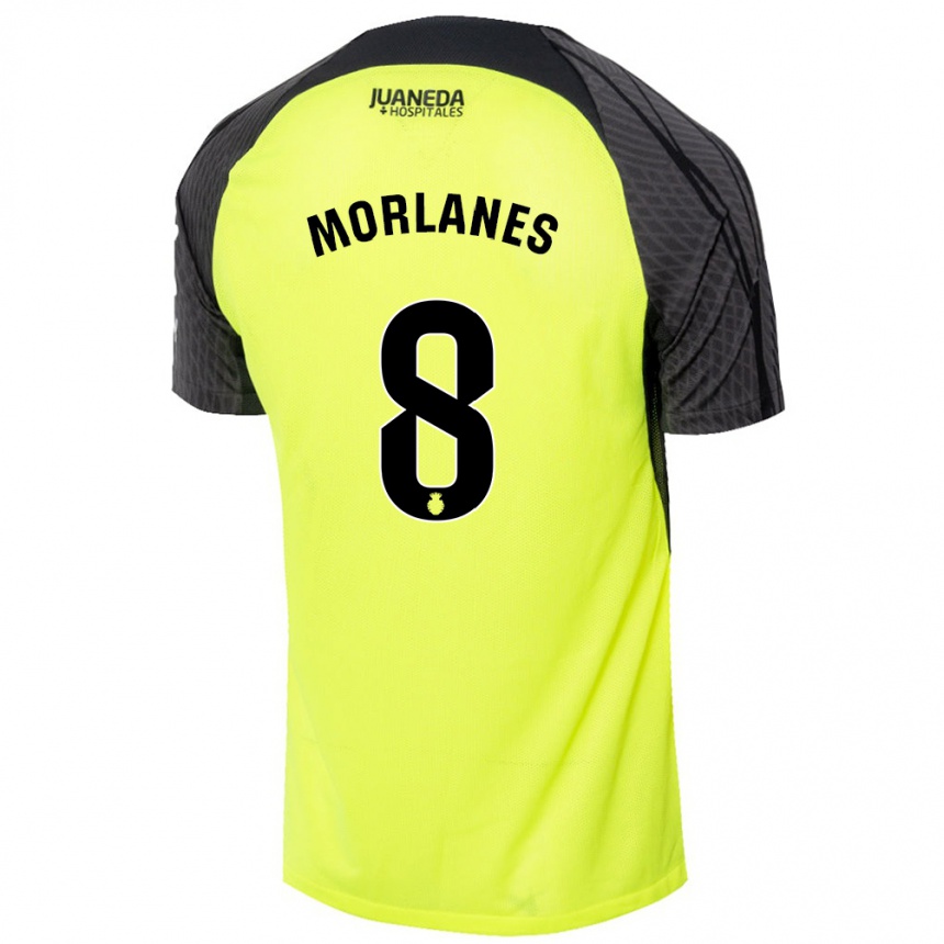 Niño Fútbol Camiseta Manu Morlanes #8 Verde Fluorescente Negro 2ª Equipación 2024/25 Argentina