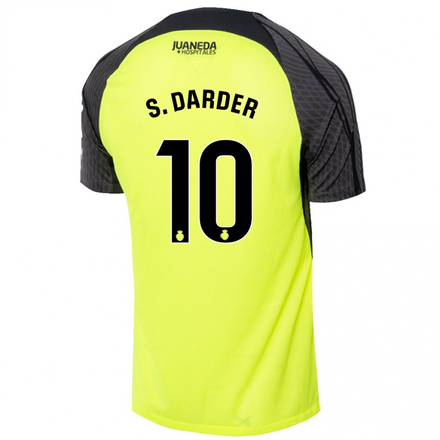 Niño Fútbol Camiseta Sergi Darder #10 Verde Fluorescente Negro 2ª Equipación 2024/25 Argentina