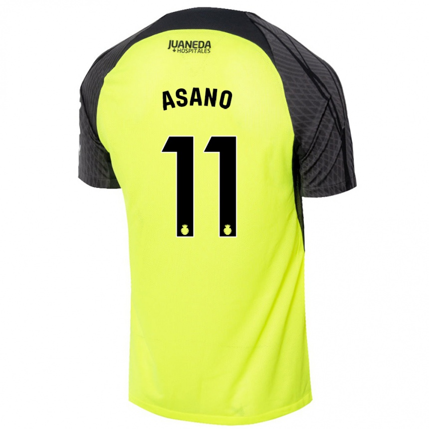 Niño Fútbol Camiseta Takuma Asano #11 Verde Fluorescente Negro 2ª Equipación 2024/25 Argentina