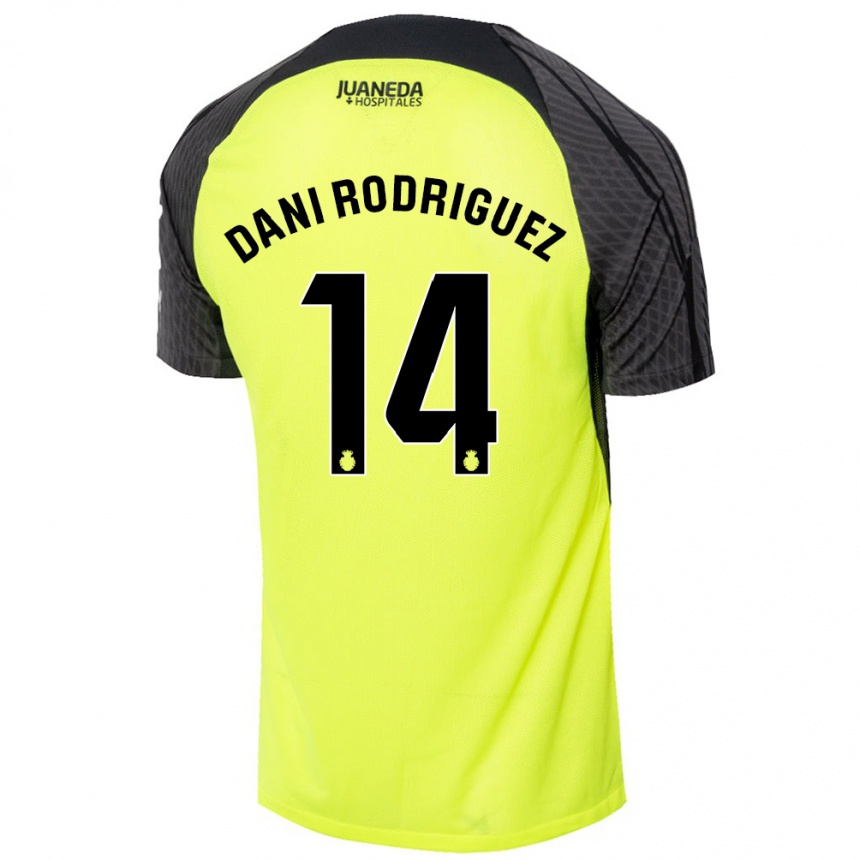 Niño Fútbol Camiseta Dani Rodríguez #14 Verde Fluorescente Negro 2ª Equipación 2024/25 Argentina