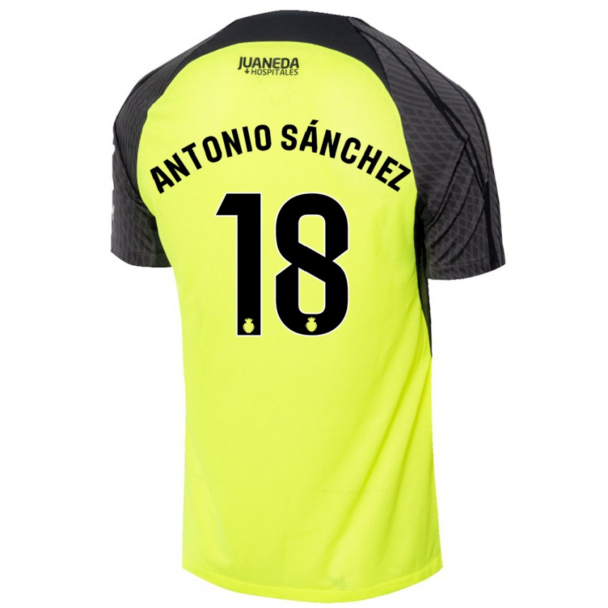 Niño Fútbol Camiseta Antonio Sánchez #18 Verde Fluorescente Negro 2ª Equipación 2024/25 Argentina