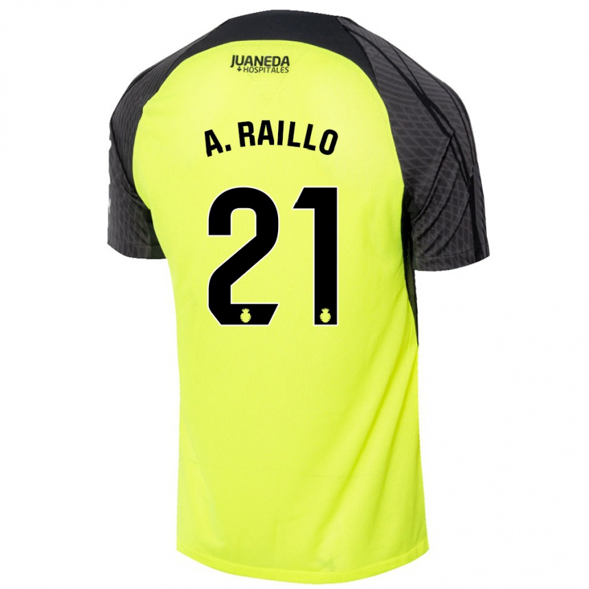 Niño Fútbol Camiseta Antonio Raíllo #21 Verde Fluorescente Negro 2ª Equipación 2024/25 Argentina