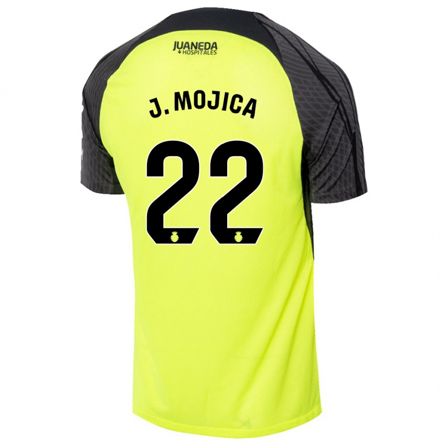 Niño Fútbol Camiseta Johan Mojica #22 Verde Fluorescente Negro 2ª Equipación 2024/25 Argentina