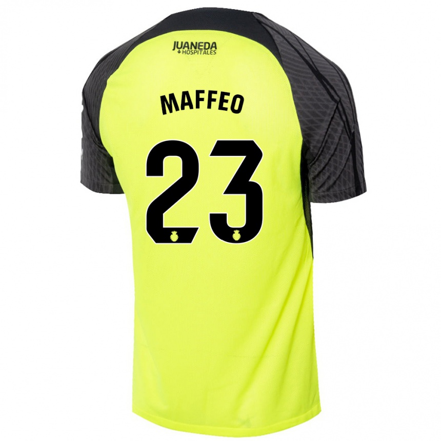 Niño Fútbol Camiseta Pablo Maffeo #23 Verde Fluorescente Negro 2ª Equipación 2024/25 Argentina