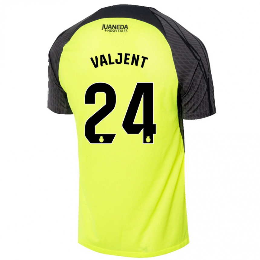 Niño Fútbol Camiseta Martin Valjent #24 Verde Fluorescente Negro 2ª Equipación 2024/25 Argentina