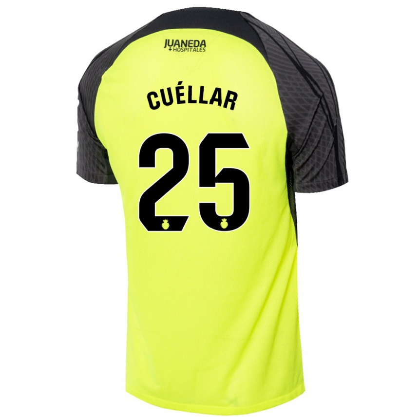 Niño Fútbol Camiseta Iván Cuéllar #25 Verde Fluorescente Negro 2ª Equipación 2024/25 Argentina