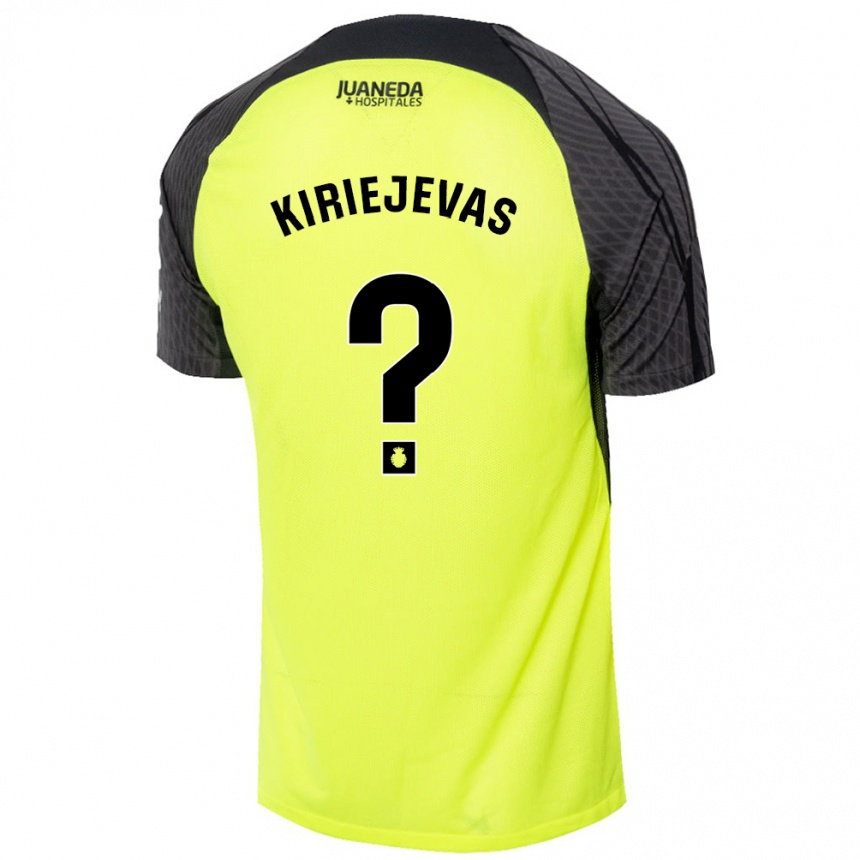 Niño Fútbol Camiseta Rimvydas Kiriejevas #0 Verde Fluorescente Negro 2ª Equipación 2024/25 Argentina