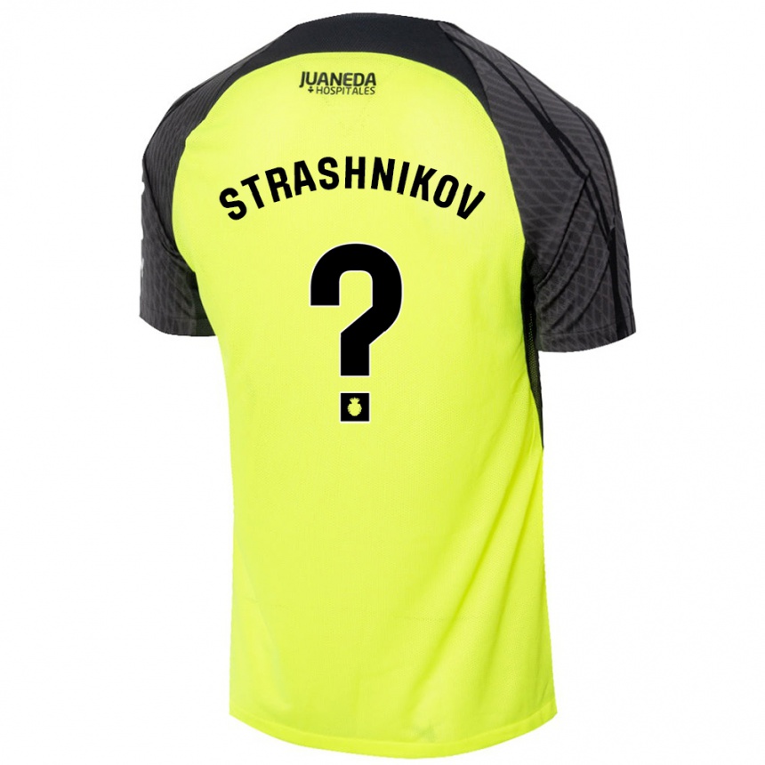 Niño Fútbol Camiseta Nikolay Strashnikov #0 Verde Fluorescente Negro 2ª Equipación 2024/25 Argentina