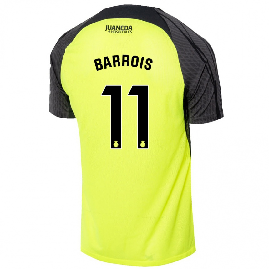 Niño Fútbol Camiseta Eliott Barrois #11 Verde Fluorescente Negro 2ª Equipación 2024/25 Argentina