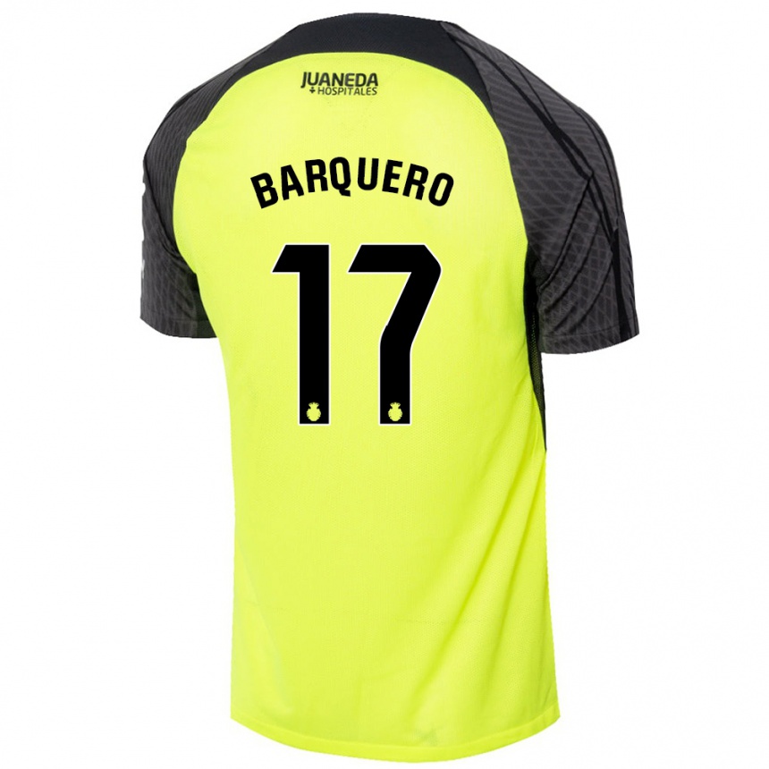 Niño Fútbol Camiseta Adrián Barquero #17 Verde Fluorescente Negro 2ª Equipación 2024/25 Argentina