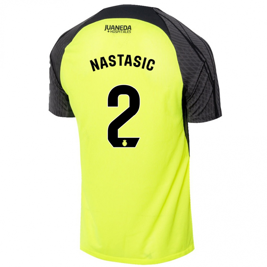 Niño Fútbol Camiseta Matija Nastasic #2 Verde Fluorescente Negro 2ª Equipación 2024/25 Argentina