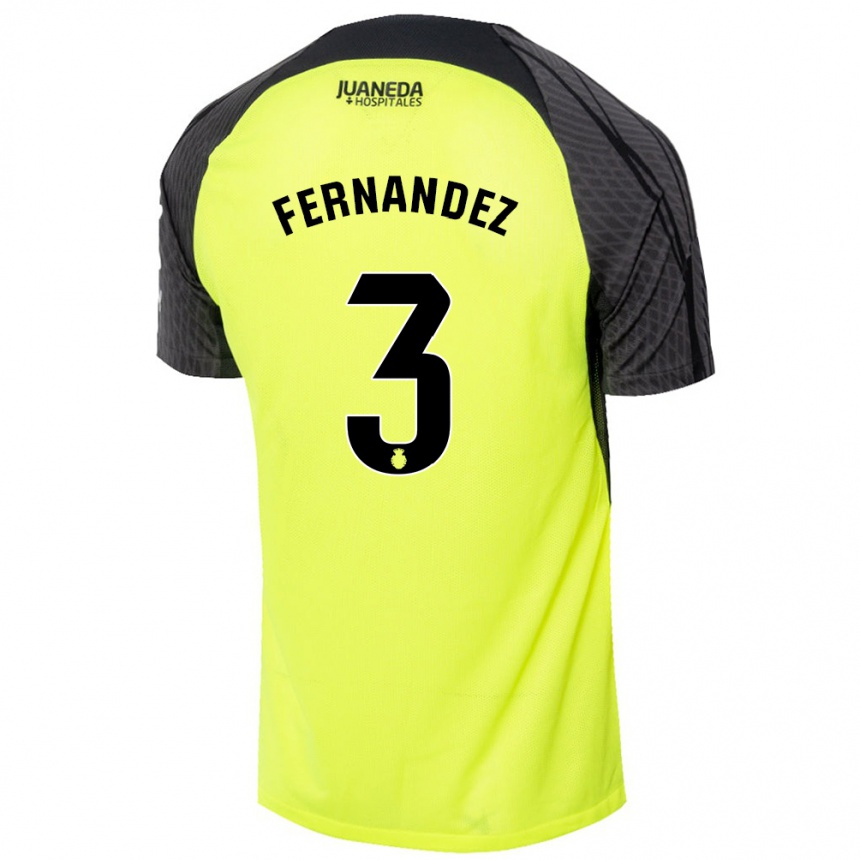 Niño Fútbol Camiseta Marcos Fernández #3 Verde Fluorescente Negro 2ª Equipación 2024/25 Argentina