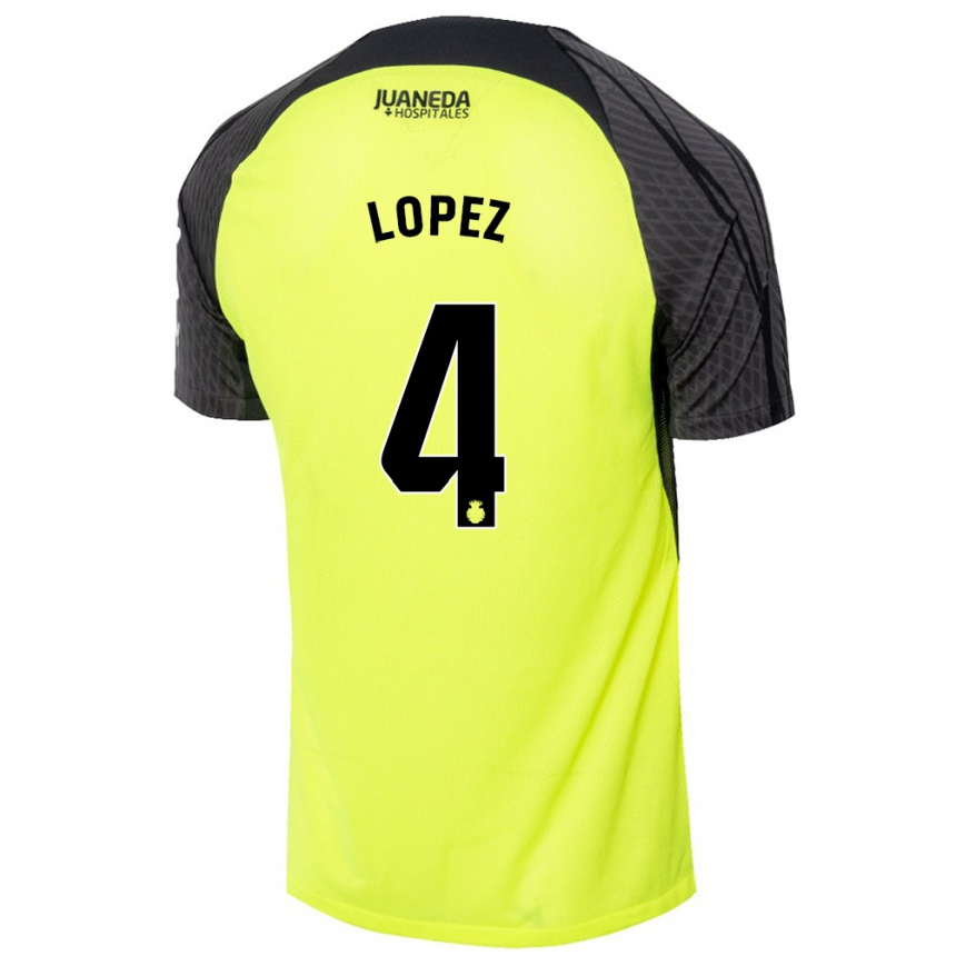 Niño Fútbol Camiseta David López #4 Verde Fluorescente Negro 2ª Equipación 2024/25 Argentina