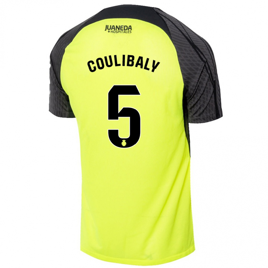 Niño Fútbol Camiseta Habib Anas Coulibaly #5 Verde Fluorescente Negro 2ª Equipación 2024/25 Argentina