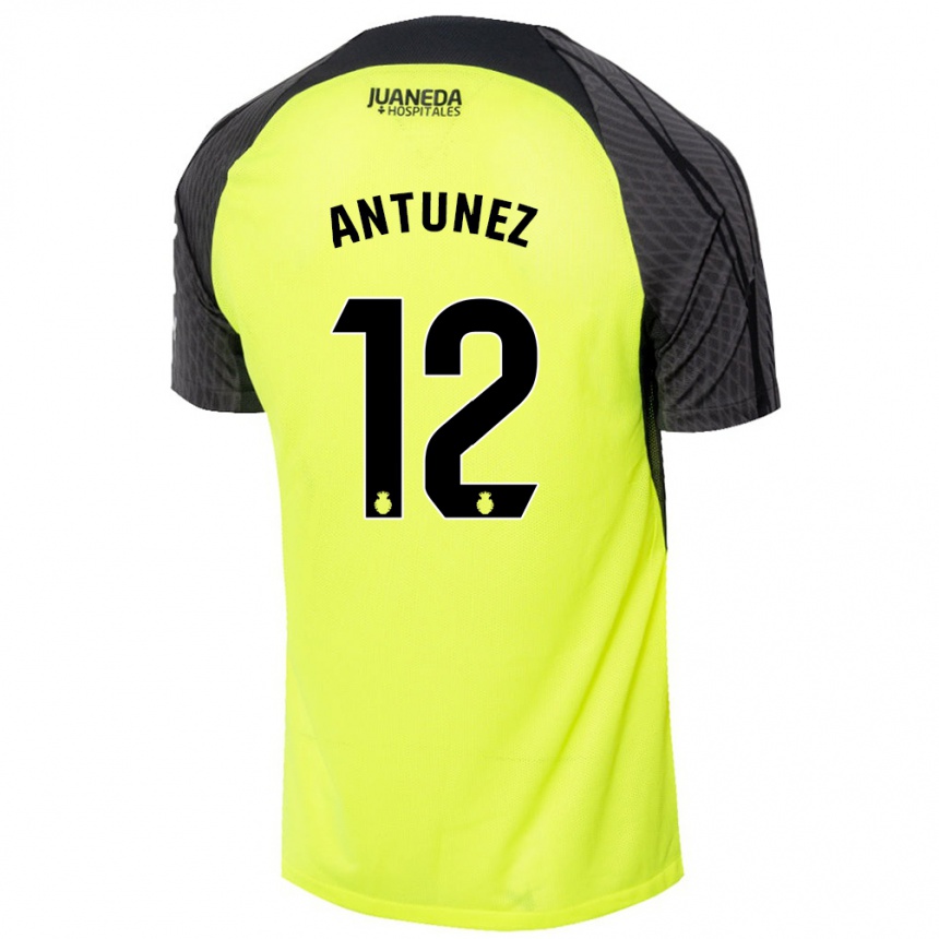 Niño Fútbol Camiseta Yahir Antúnez #12 Verde Fluorescente Negro 2ª Equipación 2024/25 Argentina