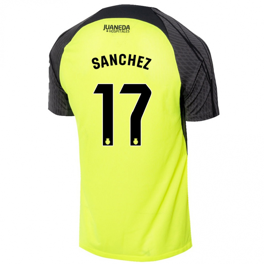 Niño Fútbol Camiseta Avelino Sánchez #17 Verde Fluorescente Negro 2ª Equipación 2024/25 Argentina