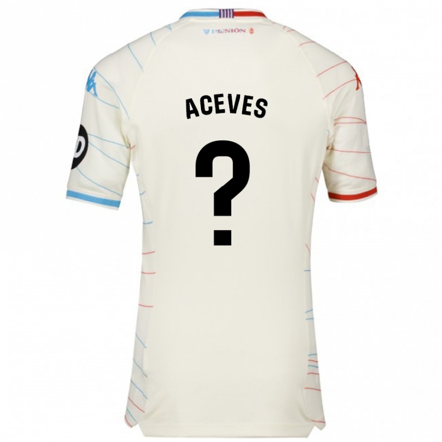 Niño Fútbol Camiseta Álvaro Aceves #0 Blanco Rojo Azul 2ª Equipación 2024/25 Argentina