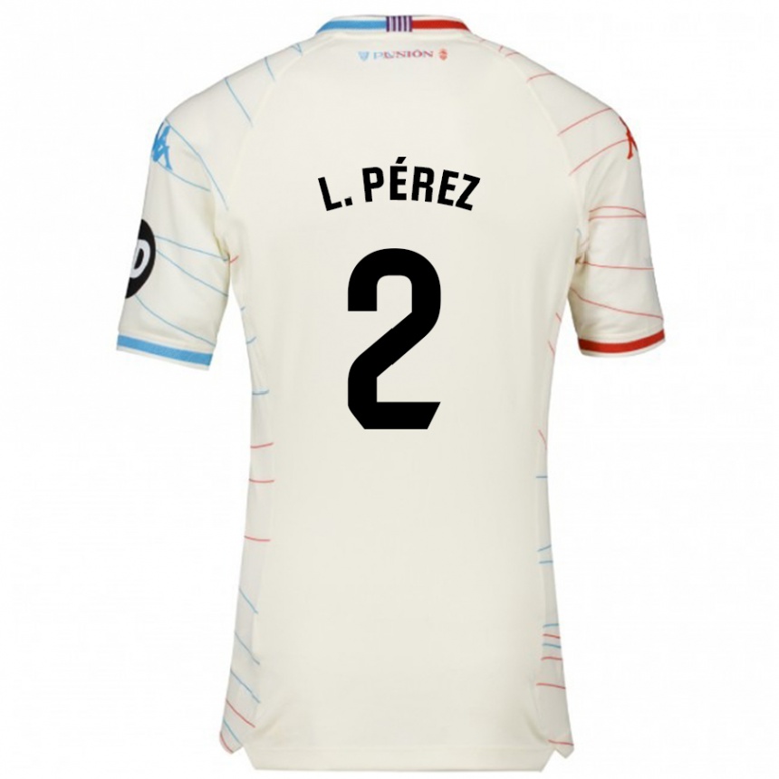 Niño Fútbol Camiseta Luis Pérez #2 Blanco Rojo Azul 2ª Equipación 2024/25 Argentina