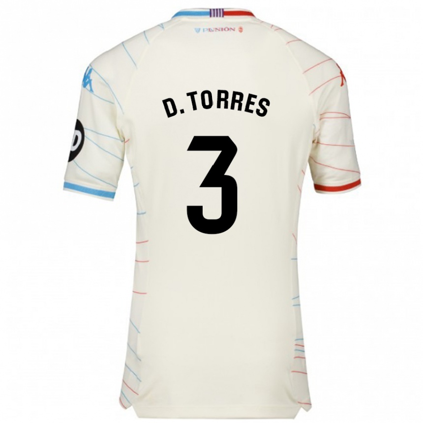 Niño Fútbol Camiseta David Torres #3 Blanco Rojo Azul 2ª Equipación 2024/25 Argentina