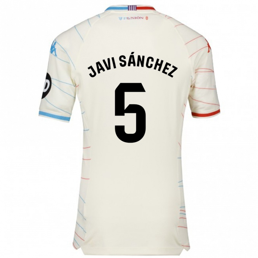 Niño Fútbol Camiseta Javi Sánchez #5 Blanco Rojo Azul 2ª Equipación 2024/25 Argentina