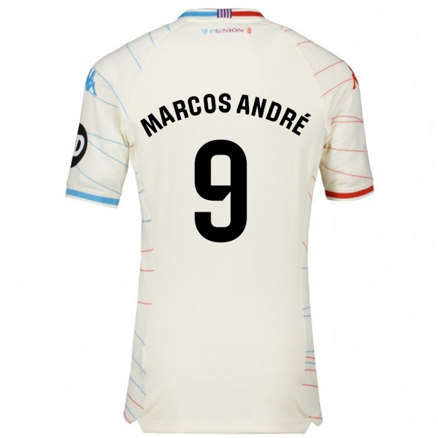 Niño Fútbol Camiseta Marcos André #9 Blanco Rojo Azul 2ª Equipación 2024/25 Argentina