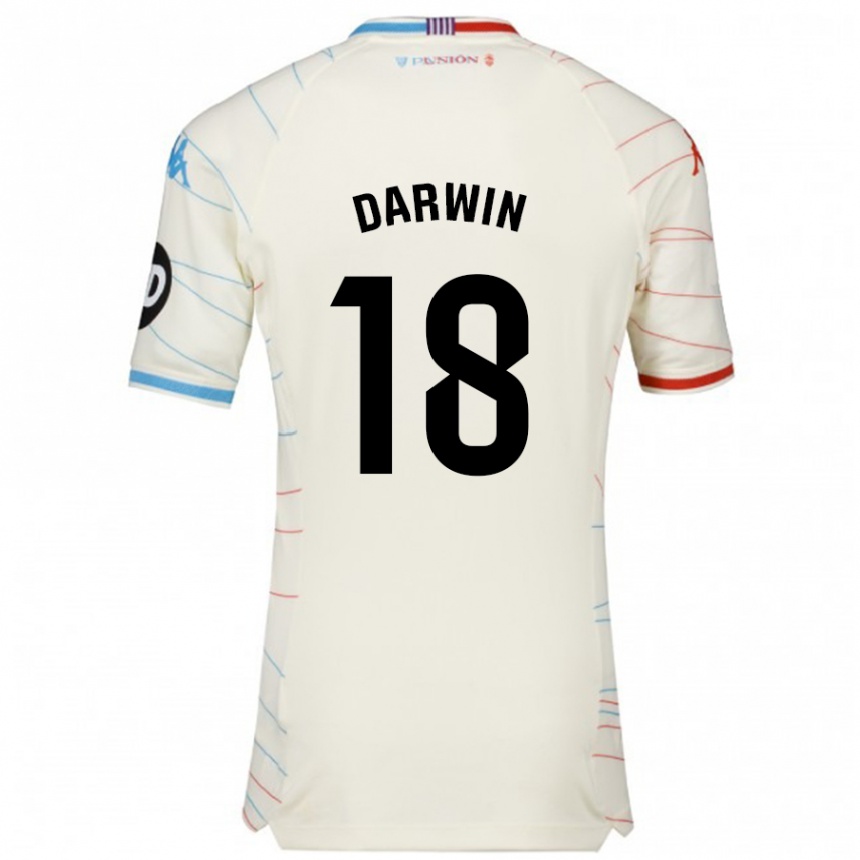 Niño Fútbol Camiseta Darwin Machís #18 Blanco Rojo Azul 2ª Equipación 2024/25 Argentina