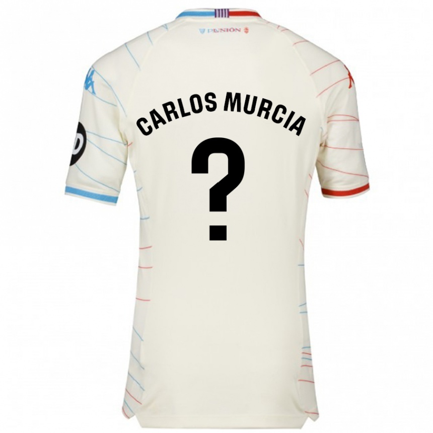 Niño Fútbol Camiseta Juan Carlos Murcia #0 Blanco Rojo Azul 2ª Equipación 2024/25 Argentina