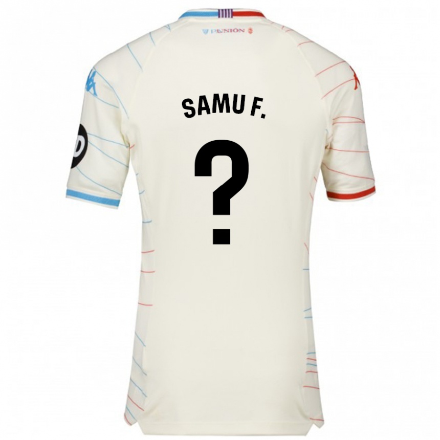 Niño Fútbol Camiseta Samu Fernández #0 Blanco Rojo Azul 2ª Equipación 2024/25 Argentina