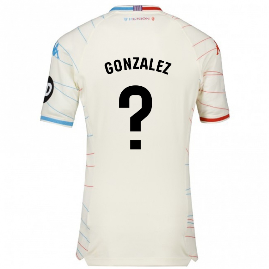 Niño Fútbol Camiseta Santi González #0 Blanco Rojo Azul 2ª Equipación 2024/25 Argentina